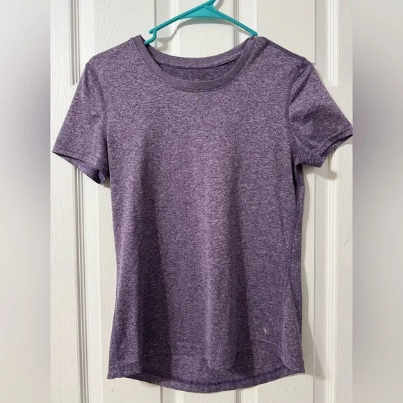 Danskin Heathered Purple Short Sleeve Athletic Tee - Picture 1 of 4